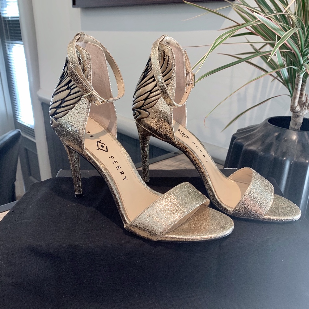 Katy Perry Gold Ankle Strap Alexann Heels